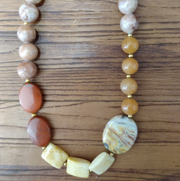 Handmade 12" Earthtone Necklace and Earring Set - Picture 3 of 3